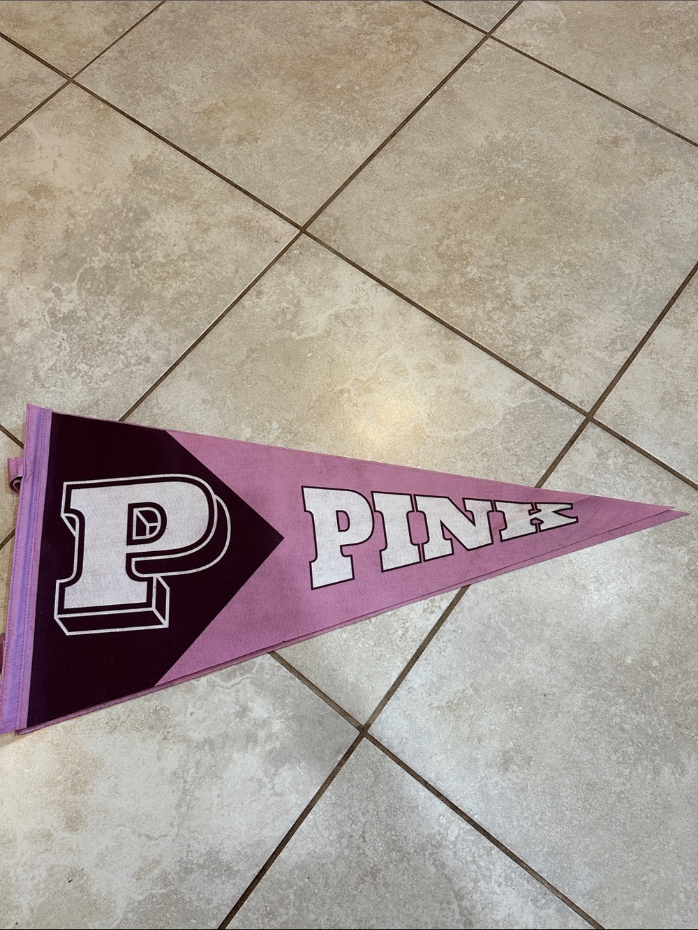 Pink Victoria's Secret Large Felt Store Display Pennant Flag Dog Burgundy